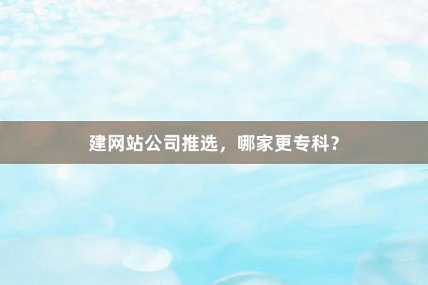 建网站公司推选，哪家更专科？
